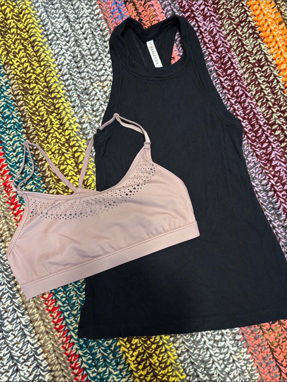 Victoria Sport & Fabletics Tank Top and Dusty Pink Bralette Set